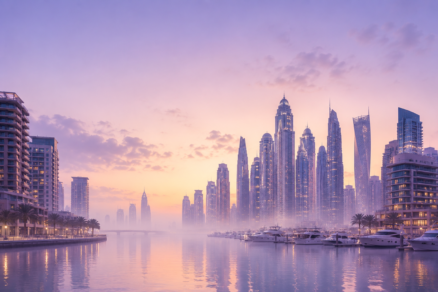 Dubai Marina skyline at night